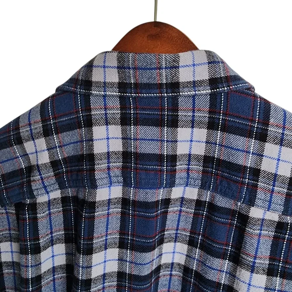 The North Face Flannel Shirt Mens Medium M Blue Gray Plaid Long Sleeve Cotton